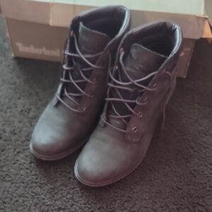 Timberland Black Lace Up Boots with Padded Collar